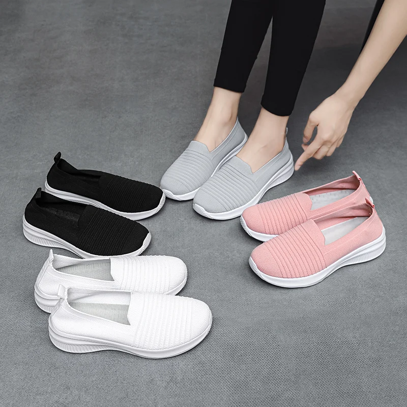 Spring and summer Women Vulcanized Shoes High Quality Women Sneakers Slip On Flats Shoes Women Loafers Plus Size 42 Walking Flat