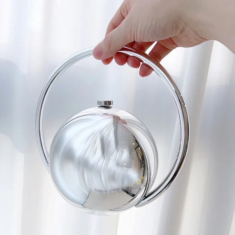 Sphärische Abend-elegante Clutch-Geldbörse, Designer-High-End-Handtasche mit Galvanikgriff und Marmormuster, Damen-Tragetasche mit Kugel – Detail 31