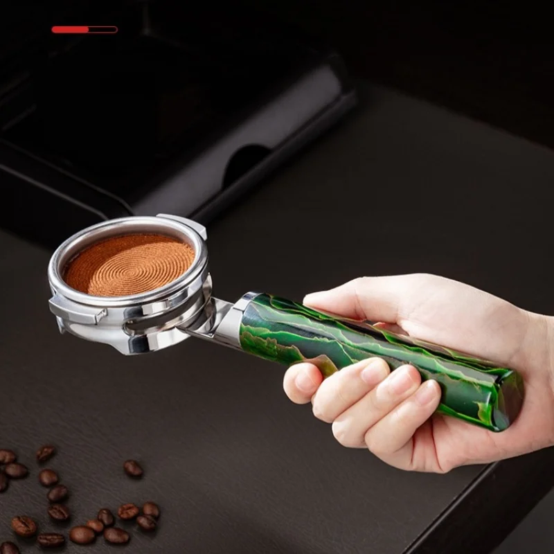 58mm Bottomless Portafilter with Premium Resin-Wood Handle | Compatible with E61, Flair, Rancilio Silvia & Espresso Brands
