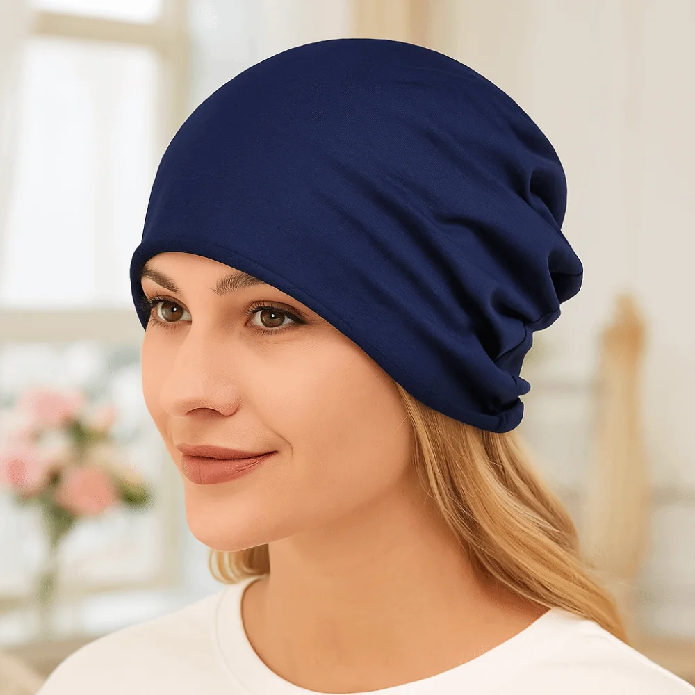 

2PCS Thin Windproof Confinement Nightcap Breathable Cotton Baotou Cap Solid Color Single Layer White Hair Cap Running