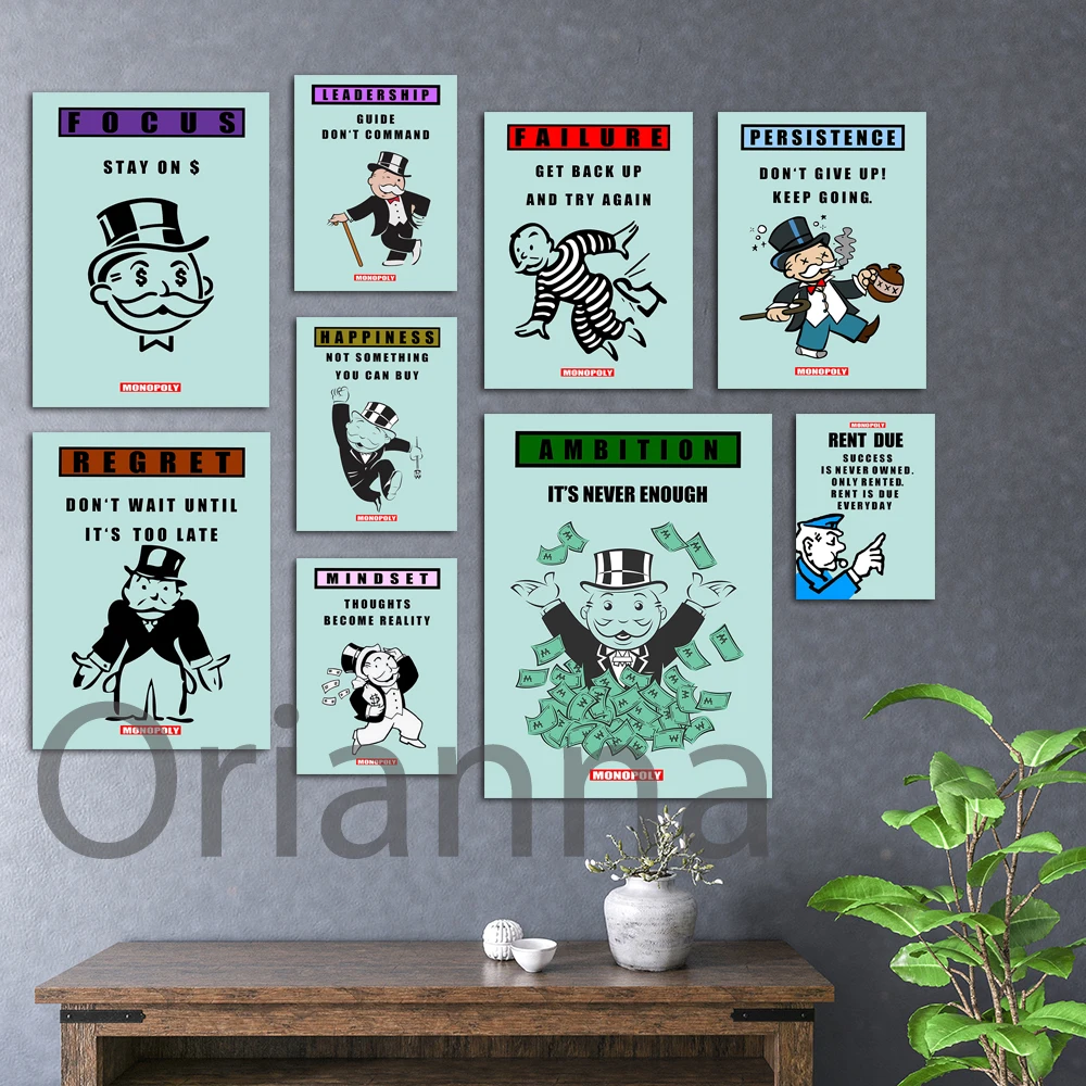 

Monopoly Poster Exhibition Wall Art Prints-Inspiration Quotes Art Canvas Painting-Motivation Bedroom Office Home Decoration Gift