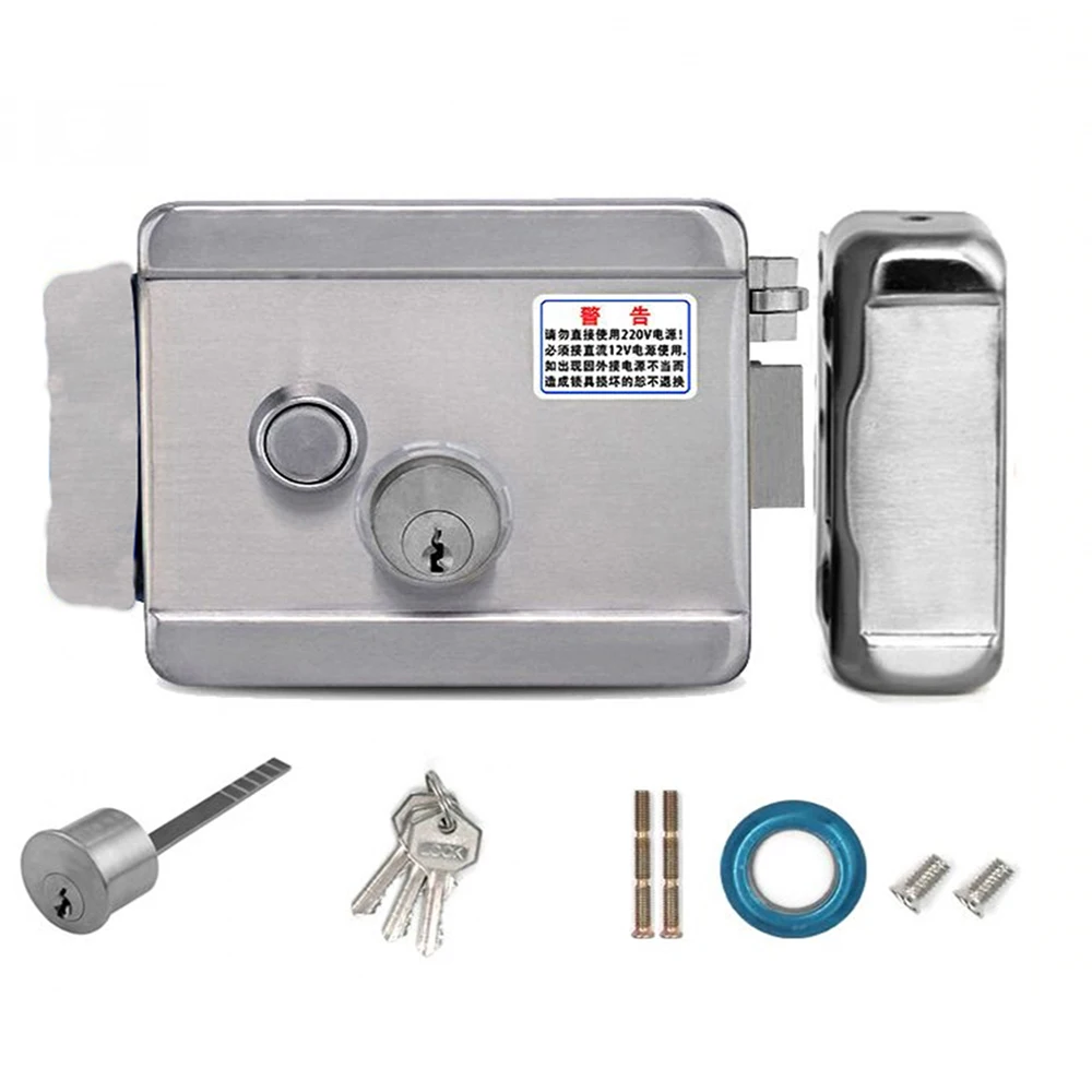 AnjielaSmart Stainless Steel Electronic Control Lock Electric Gate Door Lock support Video Doorphone Intercom System