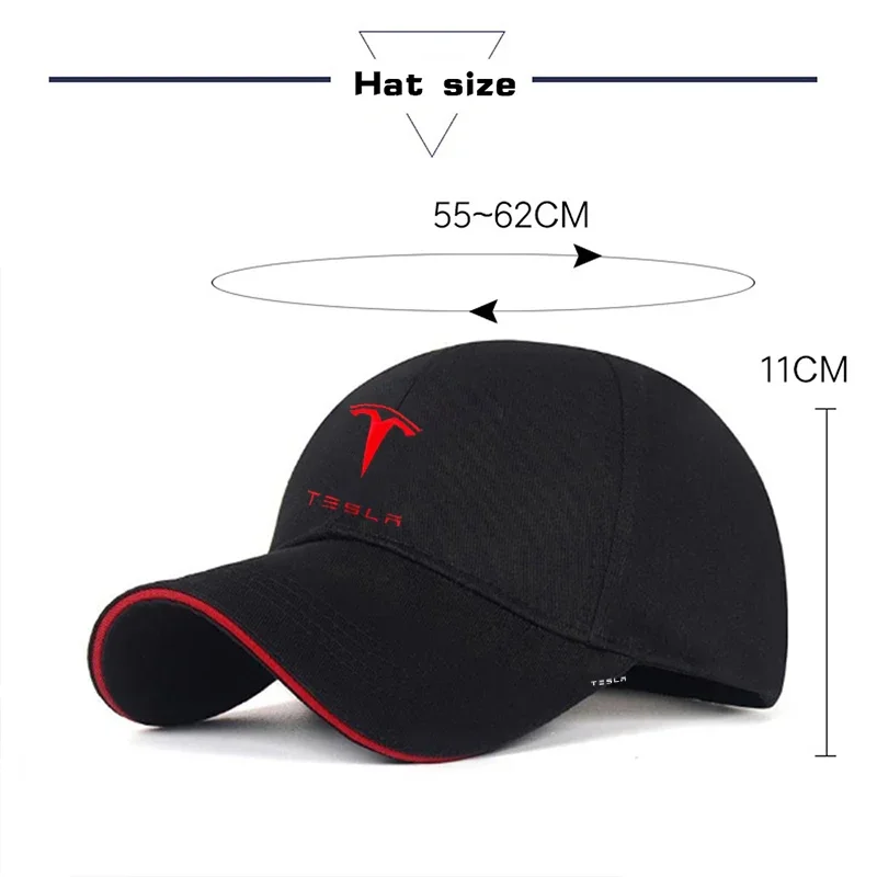 Car Embroidery Baseball Cap Spring Summer Outdoor Sun Hat Cotton Adjustable Cap for Tesla Model 3 Model Y S X