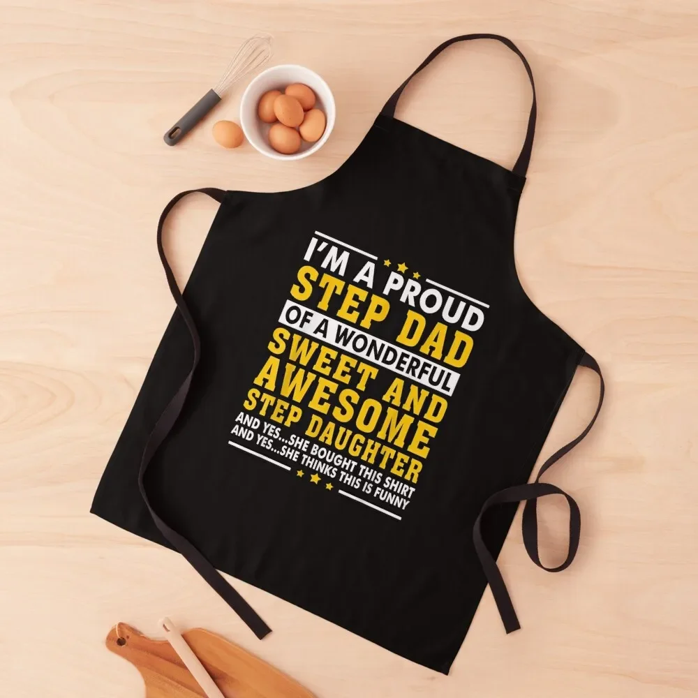 

Funny Step Dad Shirt Fathers Day Gift Step Daughter Stepdad Apron Barista Kitchens Accessories Kitchen Apras For Women Apron