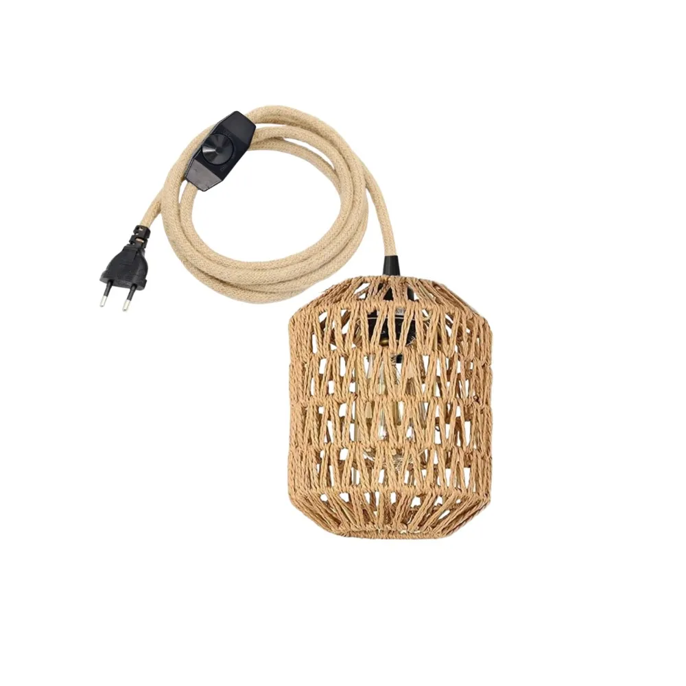 

Бамбуковая люстра с вилкой европейского стандарта, подвесной светильник ваби-саби в стиле дзен, светильник ручной работы из ротанга, домашний декор для гостиной, потолочный подвесной светильник