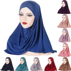 One Piece Amira Muslim Women Instant Hijab Turban Pull On Ready Cap Islamic Full Cover Neck Prayer Shawls Ramadan Headwrap Scarf