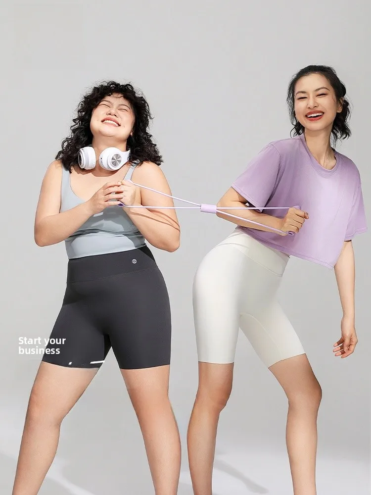 아이스 실크 피트니스 바지 울트라 씬 타이트 요가 바지 플러스 사이즈 여성용 피트니스 및 운동용 다섯 분의 네 길이 바지