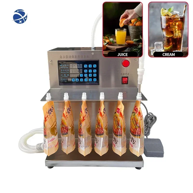 

YYHC single nozzle small electric juice coffee milk bag semi-automatic liquid filling machine