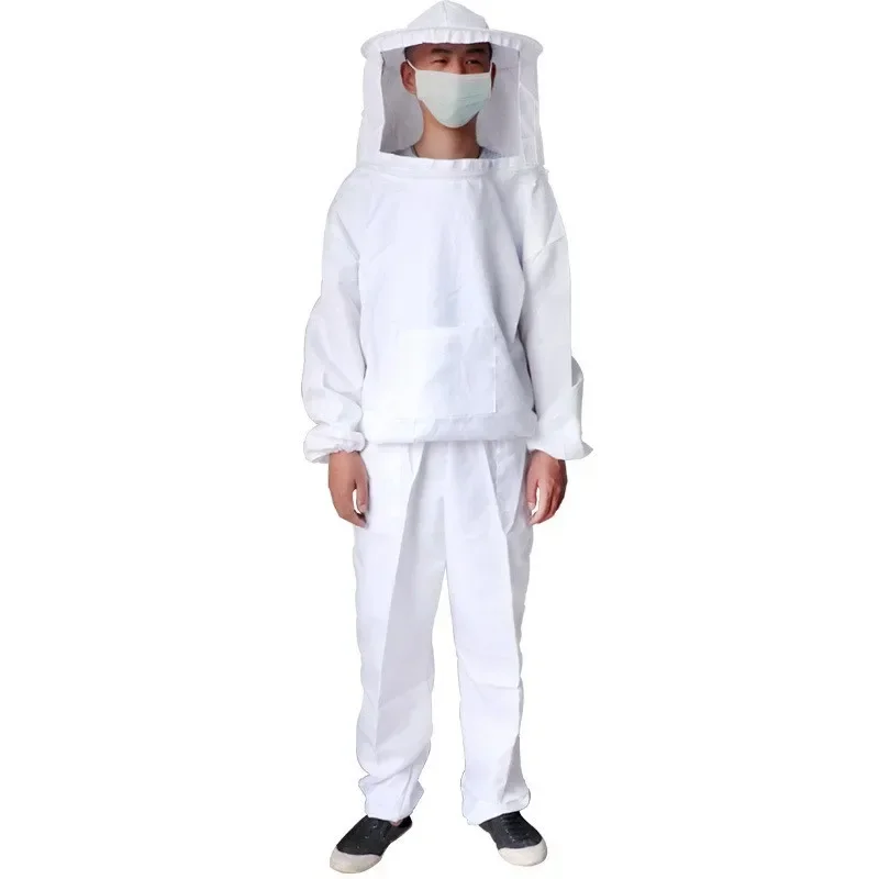 Pure White Thick Anti Bee Suit, White Split One-piece Anti Bee Suit