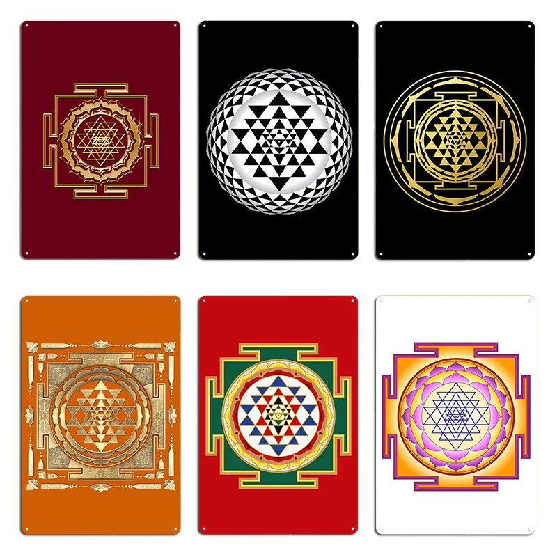 Shri Yantra Cosmic Conductor of Energy Metal Plaque Mural Painting Cinema Garage Cinema Funny Tin Sign Poster