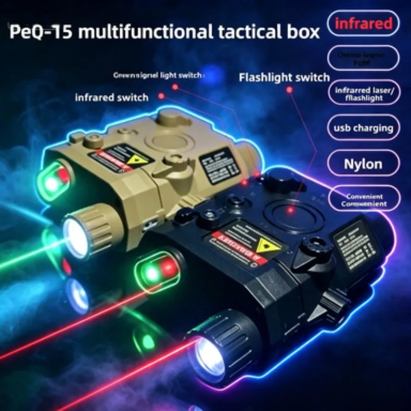 Matte Texture Nylon PEQ15 Multi Box Green Laser Light Beam Flashlight Battery Storage Holder for Game Toy