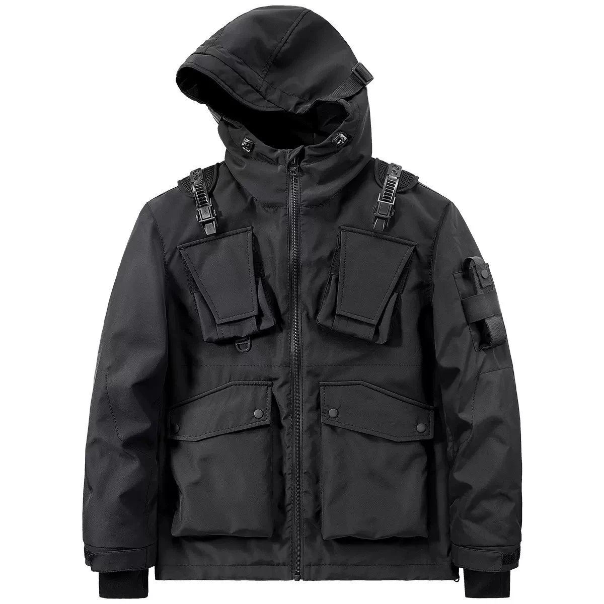 

Autumn Tactical Hooded Jackets Men Military Functional Multi Pockets Coats Windbreaker HipHop Streetwear Male Clothes Techwear