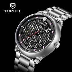 TOPHILL 5Bar Innovative Designed Men's Mechanical Watch Honeycomb Hollowed Out Dial Sapphire Super luminous Wristwatches TV002G