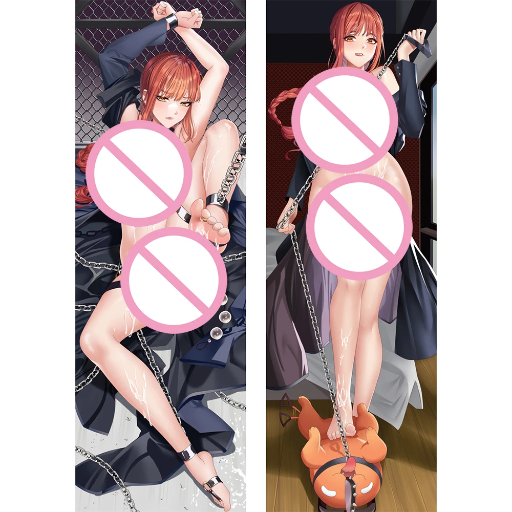 Makima-funda de almohada de cuerpo para hombre, motosierra de Anime, Dakimakura, Cosplay de piel de melocotón, funda de cojín con estampado de doble cara, decoración del hogar, regalos Otaku