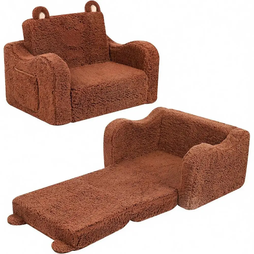 

2-in-1 Lip-Out Couch, Play Lounge Chair, Toddlers, Children, Brown