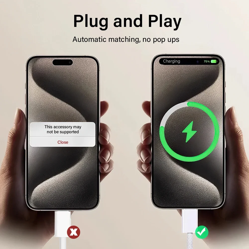 

Original USB C Fast Charger Cable For Apple iPhone 17 16 15 Pro Max Plus PD 60W USB C Braided Charging Data Line Accessories Kit