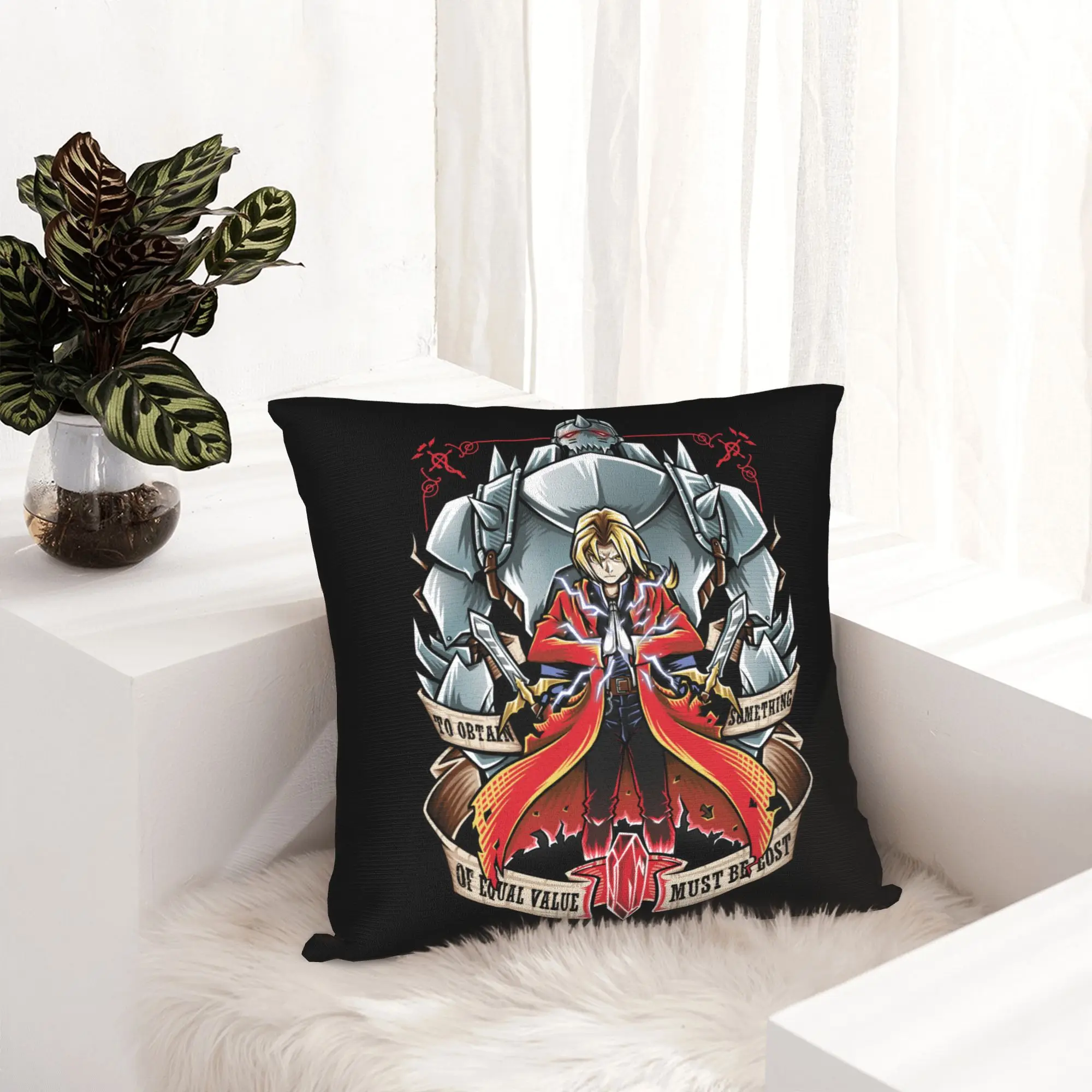 Brotherhood Fullmetal Alchemist Pillowcase Printing Polyester Cushion Cover Decorative  Throw Pillow Case Cover Car Zippered