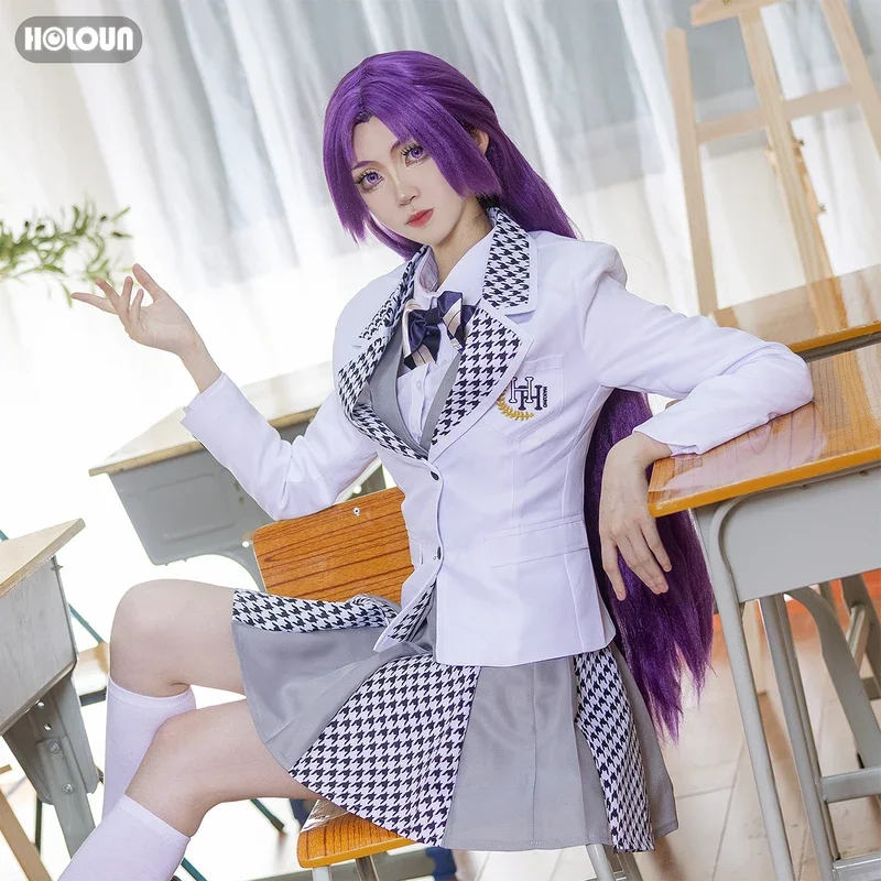 

FC6HOLOUN Blue Lock Anime Reo Mikage Cosplay Costume Wig School Uniform Embroidery Suit Skirt Shirt Vest Tie Rose Net Synth@FC8！
