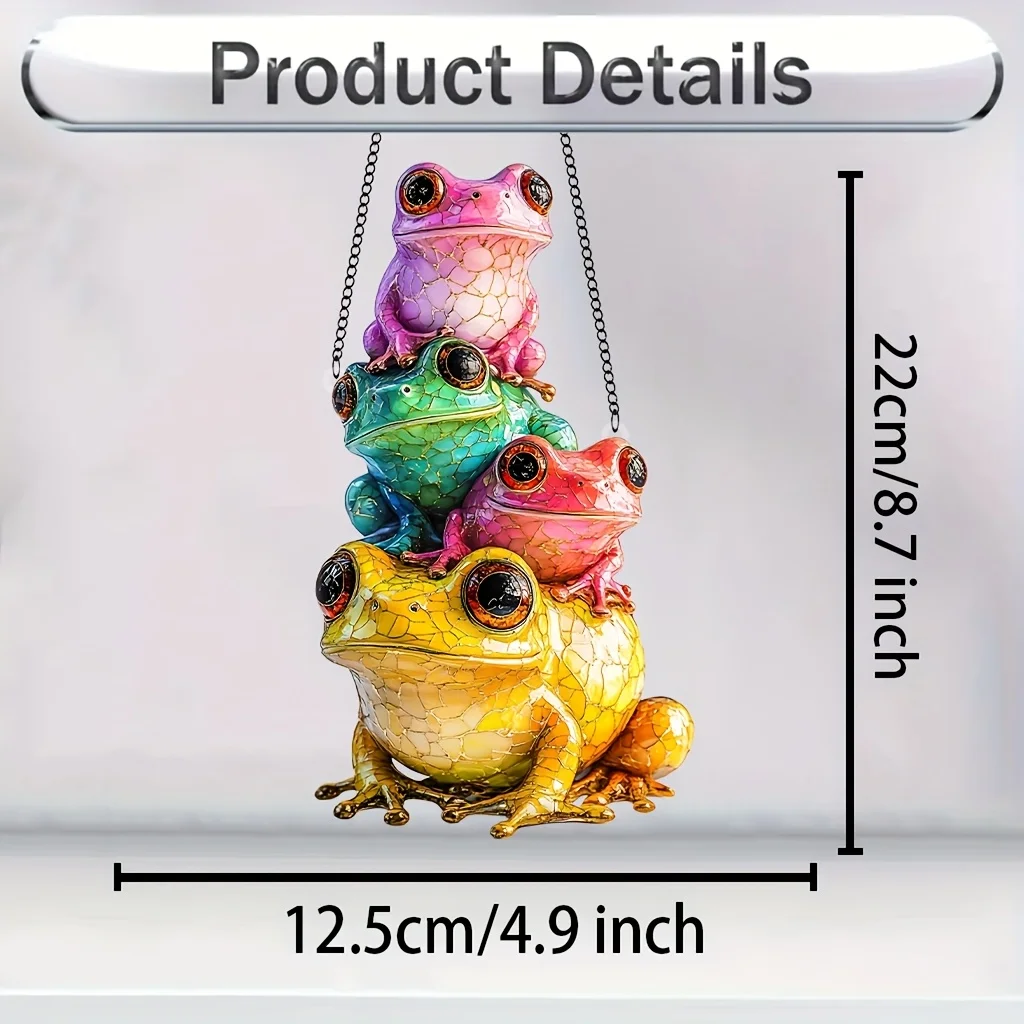 1Pc Frog Family Light Catcher Hanging Decoration Hanging Pendant Wind Chime Suncatcher Home Window Ornament Garden Decor