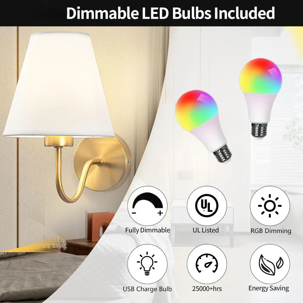 Retro Rechargable Wall Lamp LED RGB Bulb Removable Wireless Wall Light For Bedroom Corridor Hallway Luminaire Bedside Lighting