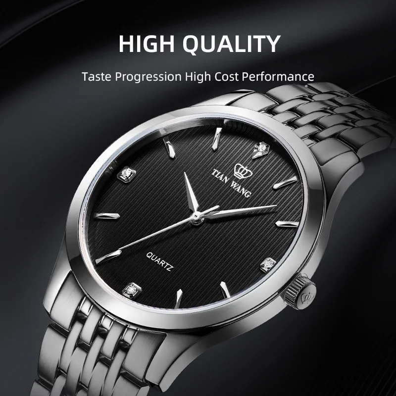 TIAN WANG Men Watch High-end Business Wristwatch Quartz Men\'s Watches Waterproof Steel Band Man Simple Wristwatches For Him Gift