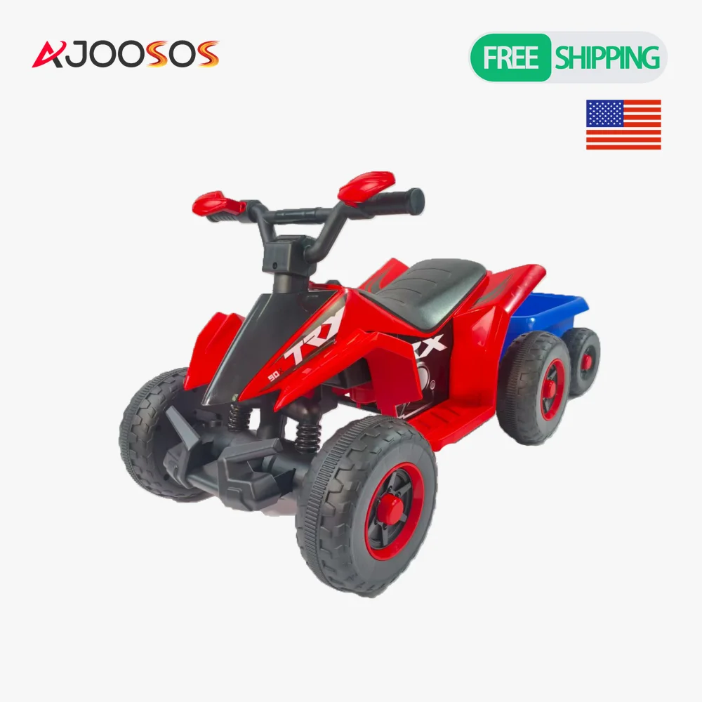 6Vバッテリー駆動の子供用電動乗用車、ATV四輪車、ヘッドライト付き、大型シート、3歳以上向け電動乗用玩具