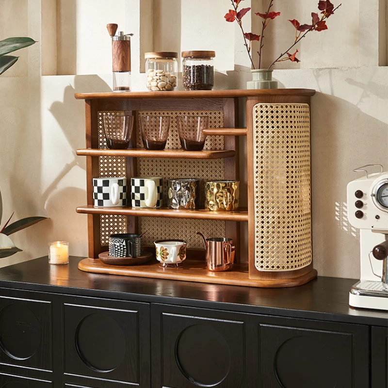 Solid wood rack, desktop storage rack, tea pet, tea table display rack, coffee cup rack.