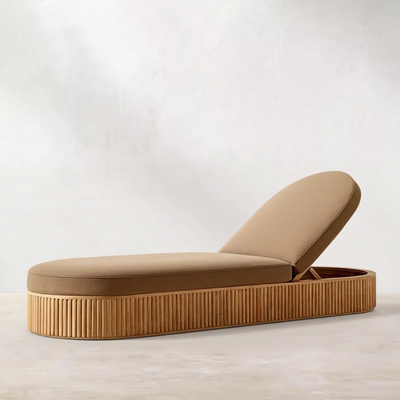 Kursi Santai Kayu Jati Solid untuk Luar Ruangan, Model Hobo, Tahan Lama, Mewah, Anti Air dan UV, Cocok untuk Villa, Hotel, dan Tepi Kolam Renang