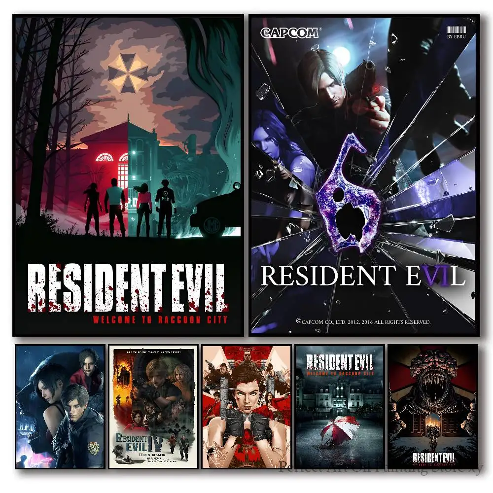 Game Resident Evil Poster Self-adhesive Art Room Entrance Restaurant Wall Decor Art Painting
