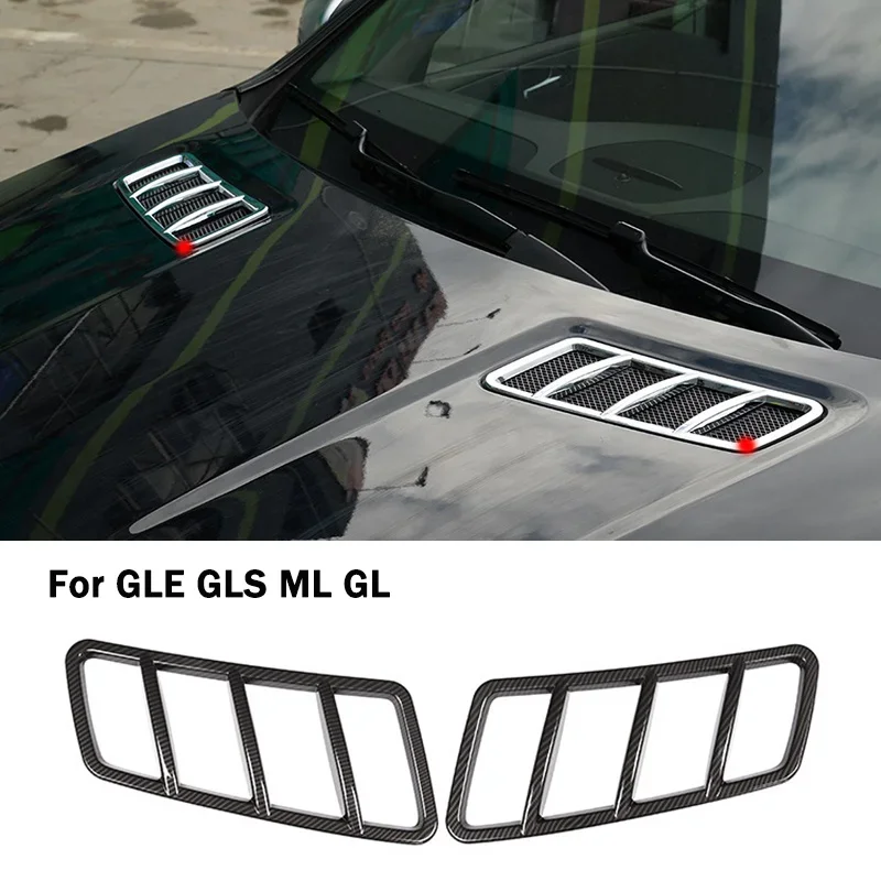 Hood Engine Air Outlet Air Inlet Grid Grille Cover Silvery Carbon Sticker For Mercedes Benz GLE GLS ML GL W166 X166 C292 W292