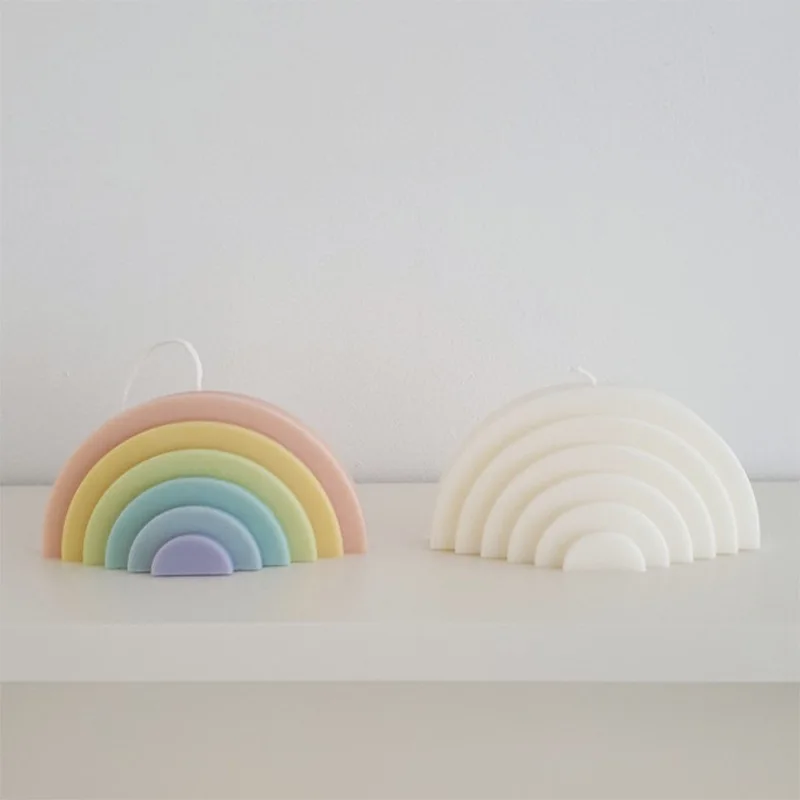 Simple Geometric Lines Semicircle Rainbow Abrasive Tool Blogger Niche DIY Candle Silicone Mold Decorations