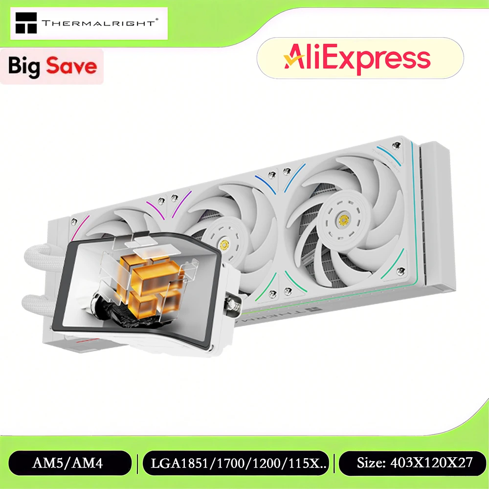 Thermalright Wonder Vision 360 UB ARGB Pendingin Air AIO 360mm, Pengaturan Tema DIY/6,67 Inci/Layar Lengkung 3D/LGA1851/1700/AM5/AM4