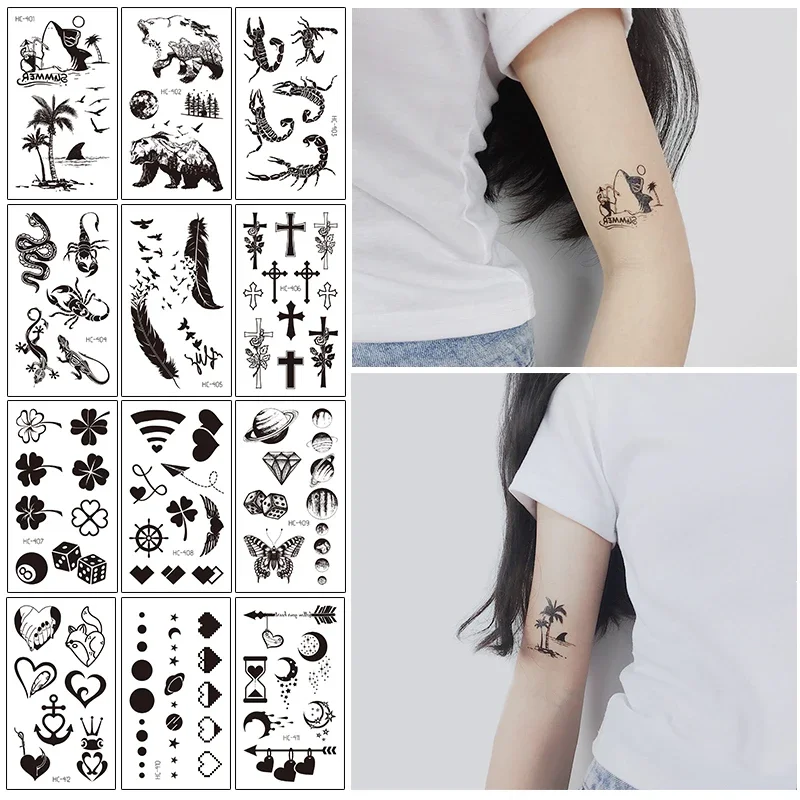 Clover Dice Billiards Temporary Tattoo Sticker Waterproof Women Men Adults Fake Body Art New Design 10.5X6cm Kids Hand Tatoo