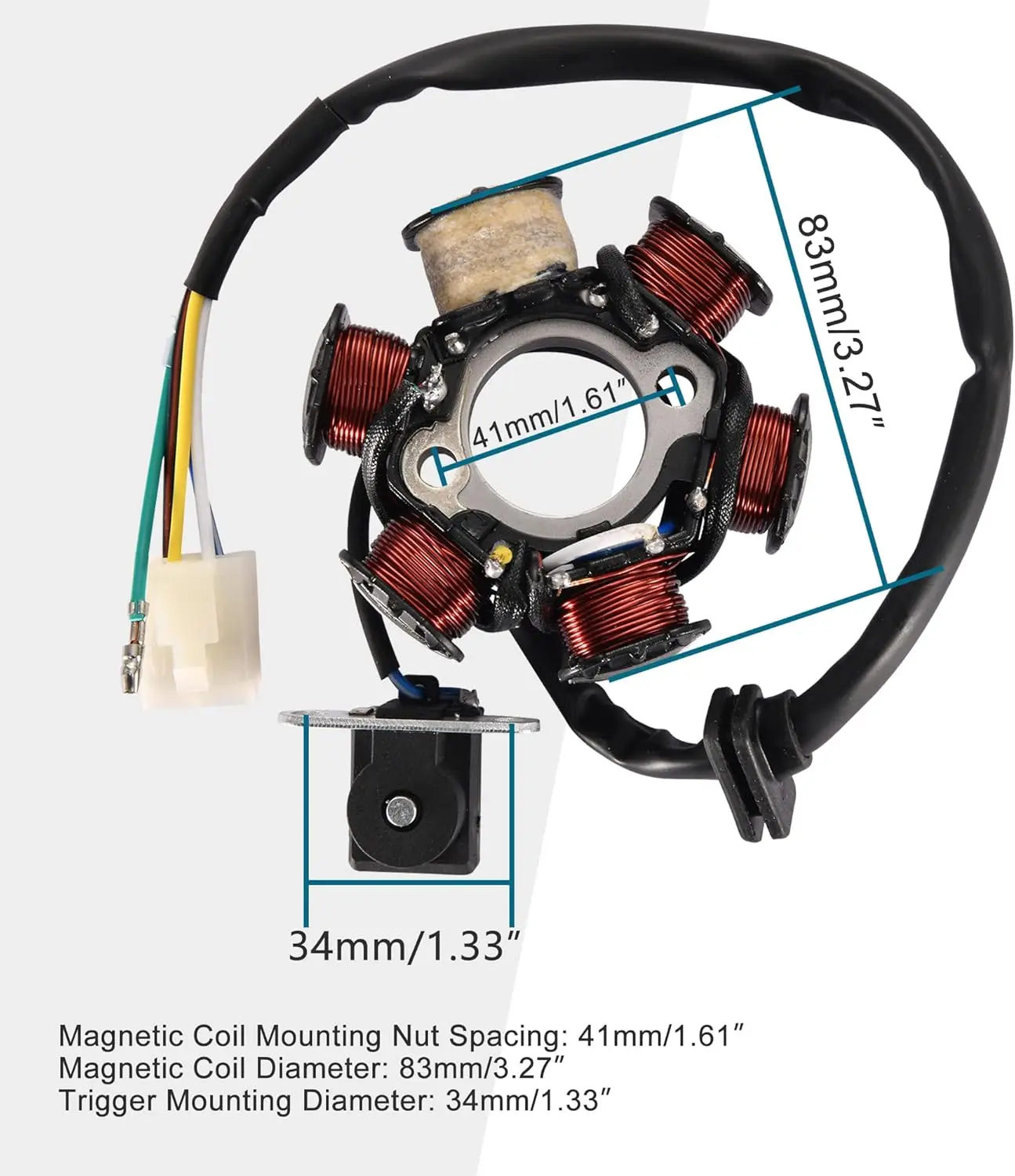 6 Pole 5 Wires Ignition Magneto Stator Coil For GY6 50cc-125cc ATV Scooter Pocket Bike Go Kart Buggy Quad Engine Parts