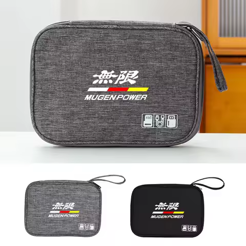 Car Logo Digital Storage Bags Electronics Organizer Bag Data Line Charger Plug Storage Tools For Honda Mugen Civic TYPE-R Accord