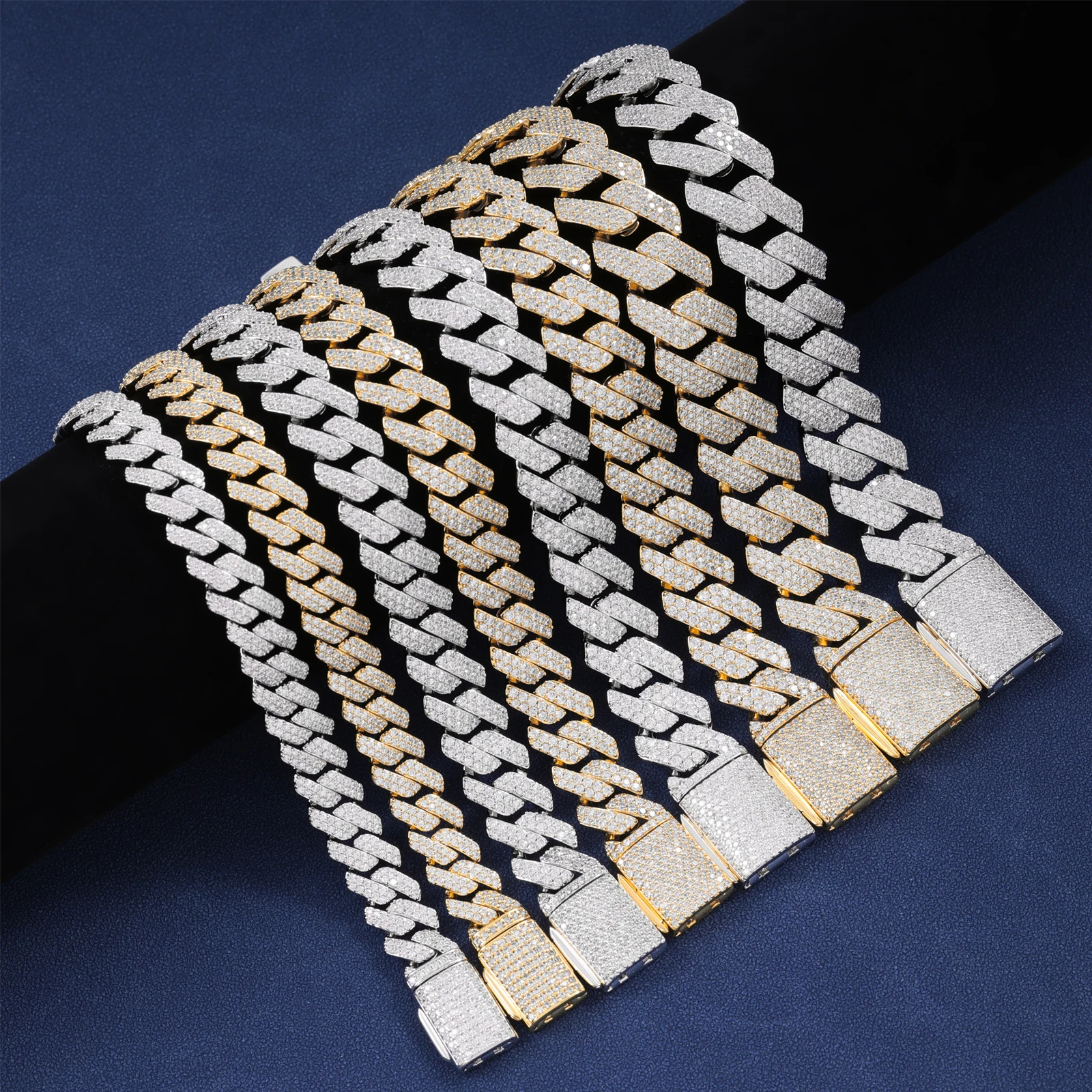 Moissanite .VVS D 925 Sterling Silver Cuban Bracelet Hip Hop Style Prong Chain in 6mm 8mm 10mm 12mm 16mm 18mm Sizes.