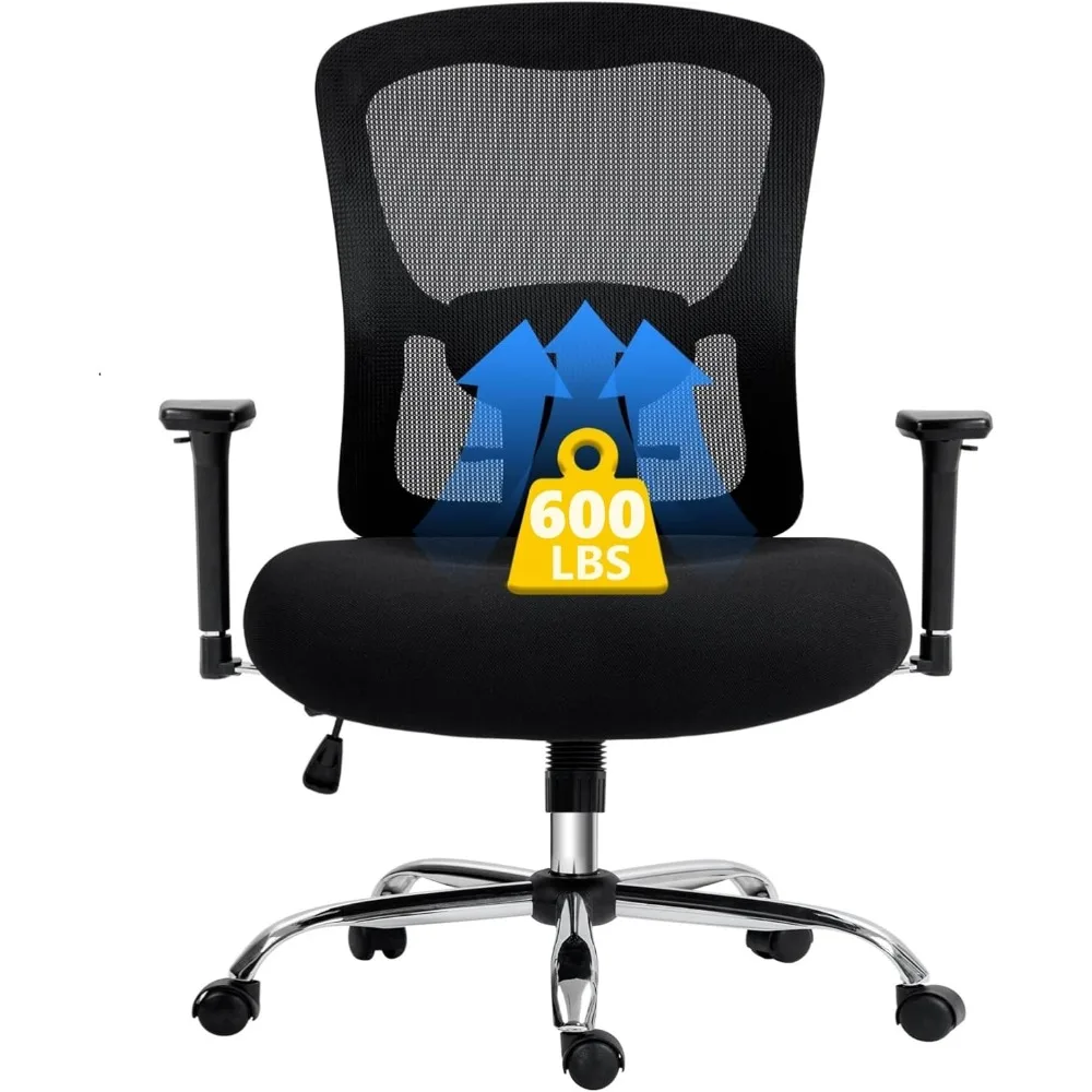 

Big and Tall Office Chair 600lbs, Ergonomic Mesh Chair, Computer Executive Heavy Duty Desk Chair with 4D Armrests, Wide Thick So