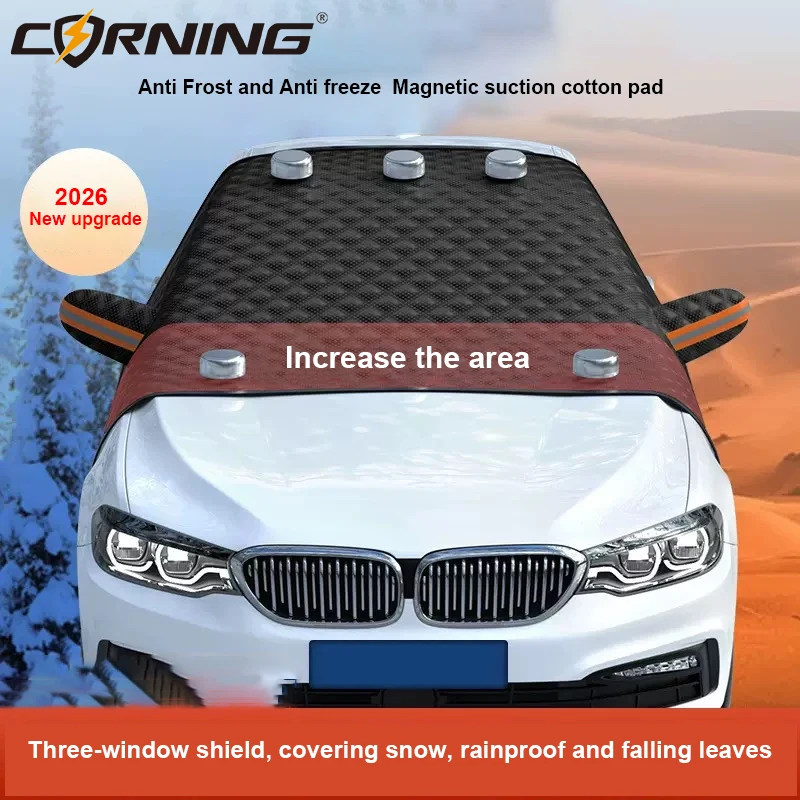 

Ветрозащитный чехол для лобового стекла автомобиля от льда и снега с магнитными и светоотражающими полосами, защита переднего стекла для защиты от снега