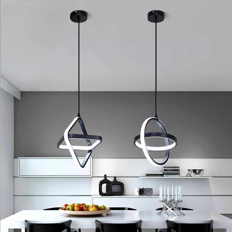 

Simple Modern Led Pendant Lamp Black&White Hanging Lamp Pendant Lights For Living Room Kitchen Dining Room Bedroom Bedside