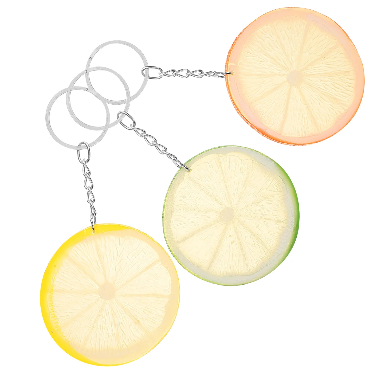 

3 Pcs Lemon Slice Keychain Backpack Charms Artificial Lemons Aesthetic Bag Accessories for Tote Bags Pvc with Girl