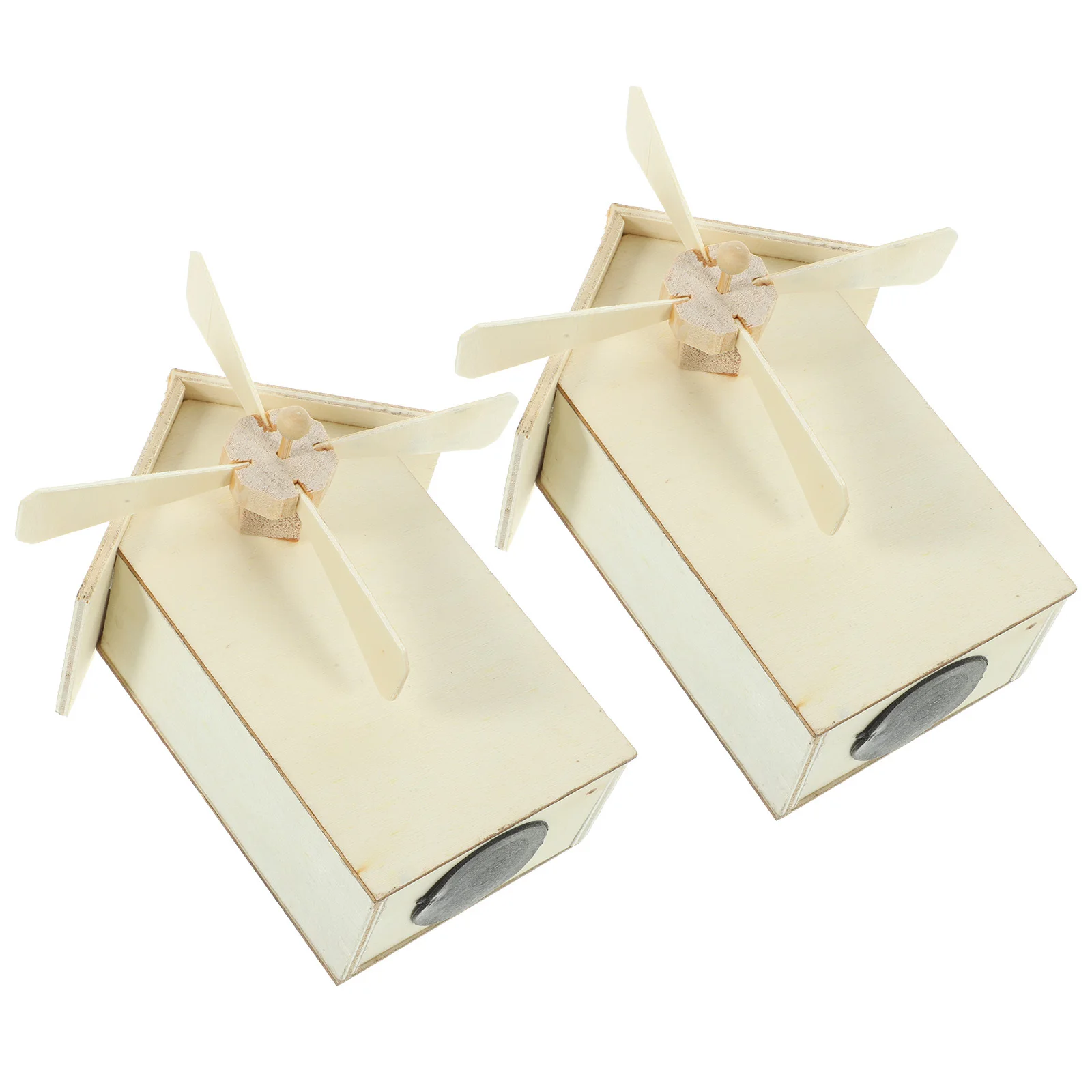 Vaguelly 2 pçs cofrinho de madeira kit inacabado crianças armazenamento brinquedo caixa de dinheiro moinho de vento design artesanato