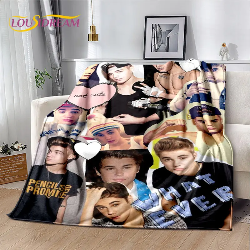 3D Popular Singe Justin Bieber JBiebs Soft Plush Blanket,Flannel Blanket Throw Blanket for Living Room Bedroom Bed Sofa Picnic