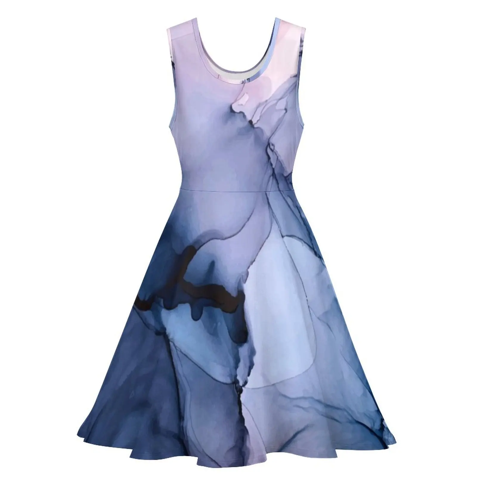 Captivating 1 - Alcohol Ink Painting Sleeveless Dress dress women elegant luxury women