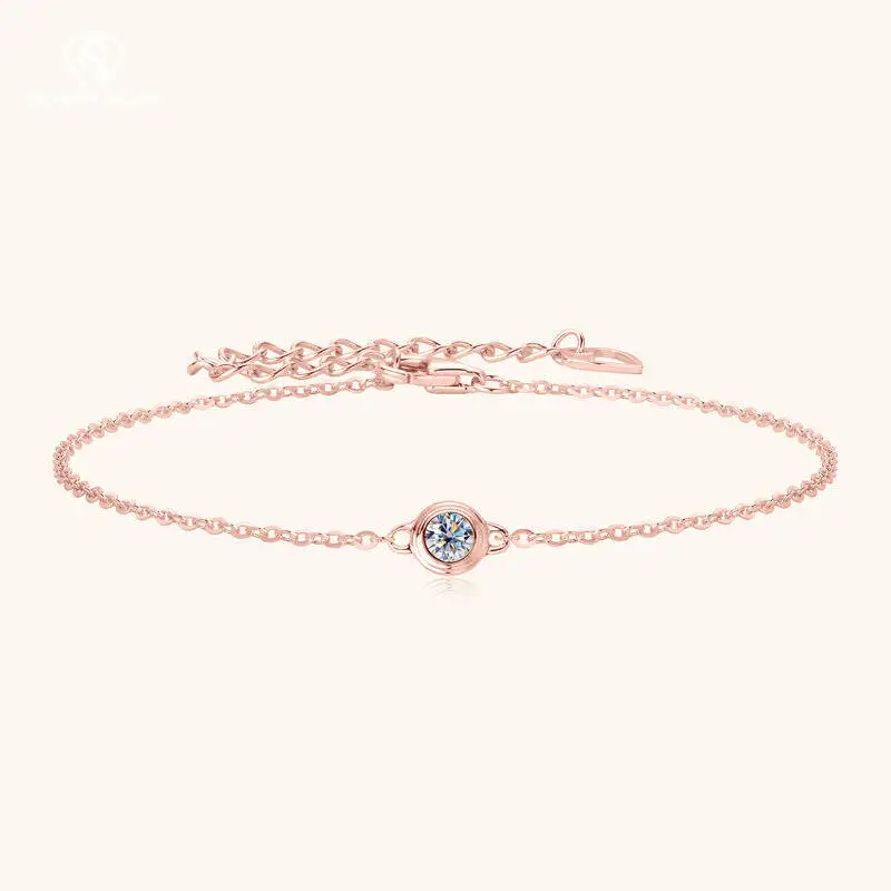 SG 925 Sterling Silber Moissanit Blase Armband Für Frauen Männer Rose Gold Simplechain Armband Edlen Schmuck D VVS1 Diamant