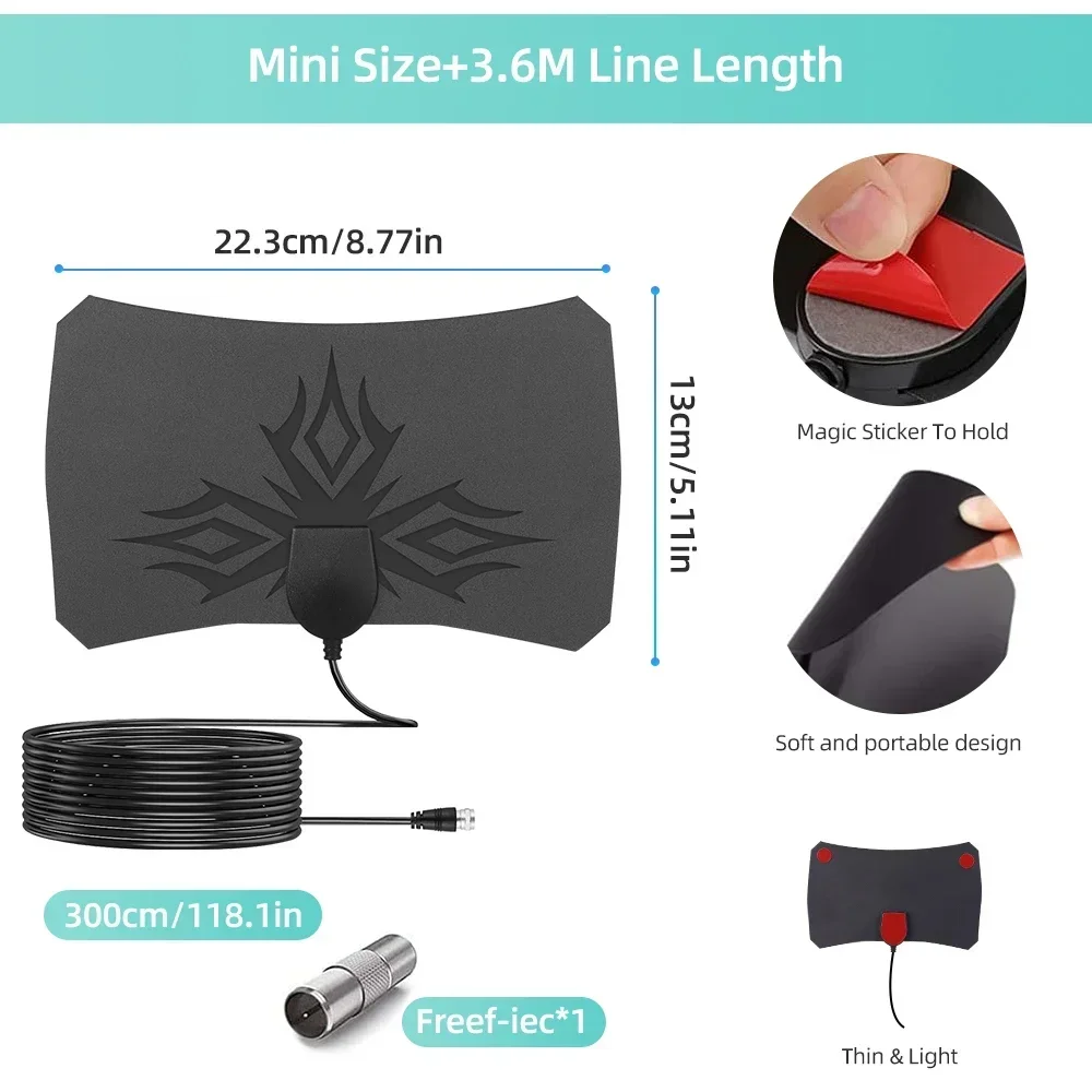 هوائي تلفاز رقمي مع مضخم للصوت ، أو أميال ، أو 8 كيلو ، أو P ، هوائي للأماكن الخارجية ، سيارة ، سيارة ، سفر ، داخلي ، تلفاز ذكي