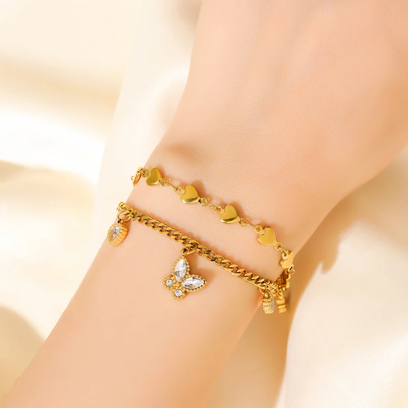 EILIECK 316L Edelstahl Mode-Armreif für Frauen, Exquisite Goldene Metall-Textur, Wasserdichter Schmuck, Strandgeschenk für Mädchen – Detail 9