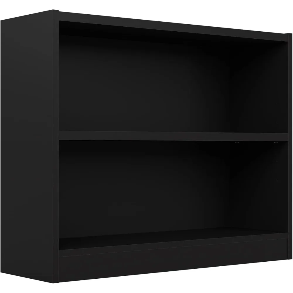 

Universal Bookcase, Low Storage and Display Bookshelf for Home Office or Living Room Organization, Small 2 Shelf, Black