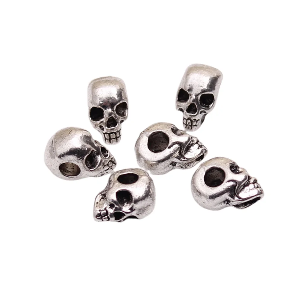 

50 pcs Skull Beads Alloy Pendants Jewelry Making Charms Silver Necklace Bracelet Earrings Craft Project Decorative Pieces