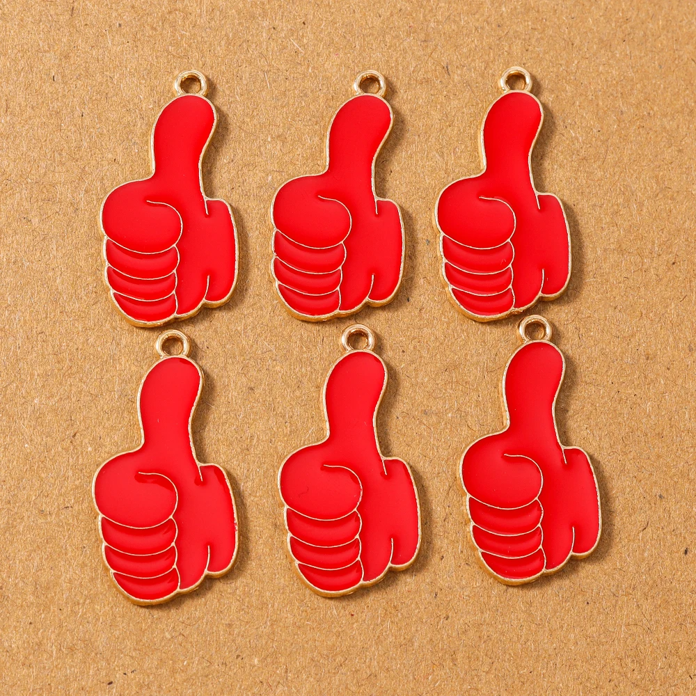 10 Uds. De nuevos colgantes esmaltados con forma de pulgar para hacer joyas, collar, pendientes, pulsera, suministros de accesorios hechos a mano DIY