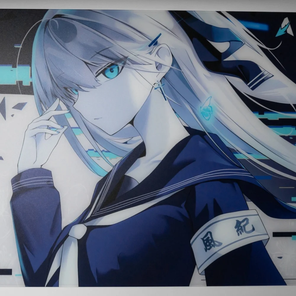 Blue Eyes Anime Girl Character Glass Gaming Mouse Pad Tempered Glass Mouse Pads Large Size Mouse Pad PC Esports Gaming Mouse Pad